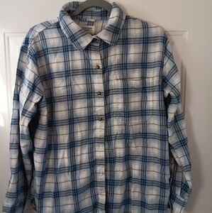 American Eagle Outfitters Womens White and Blue Checkered Shirt
